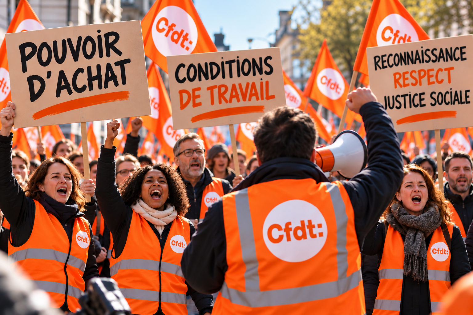 Manifestation orange pour la justice sociale